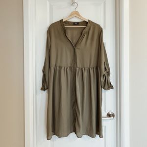 SHEIN Green Longline Button Up Blouse